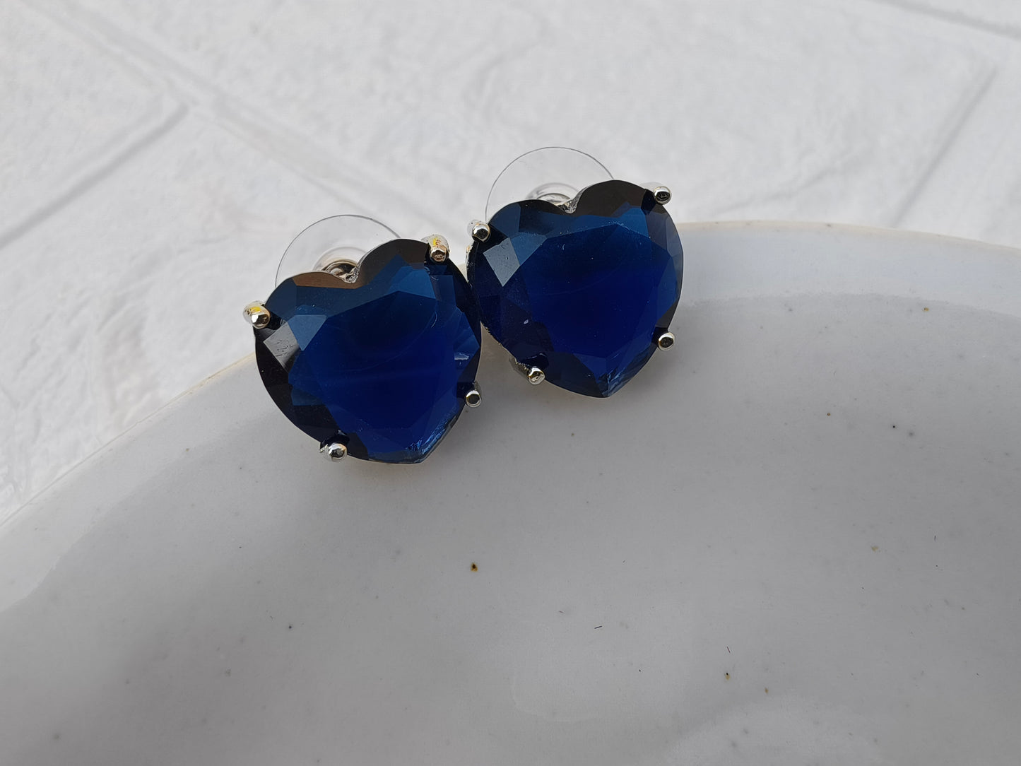 Blue Heart Zirconia Studs