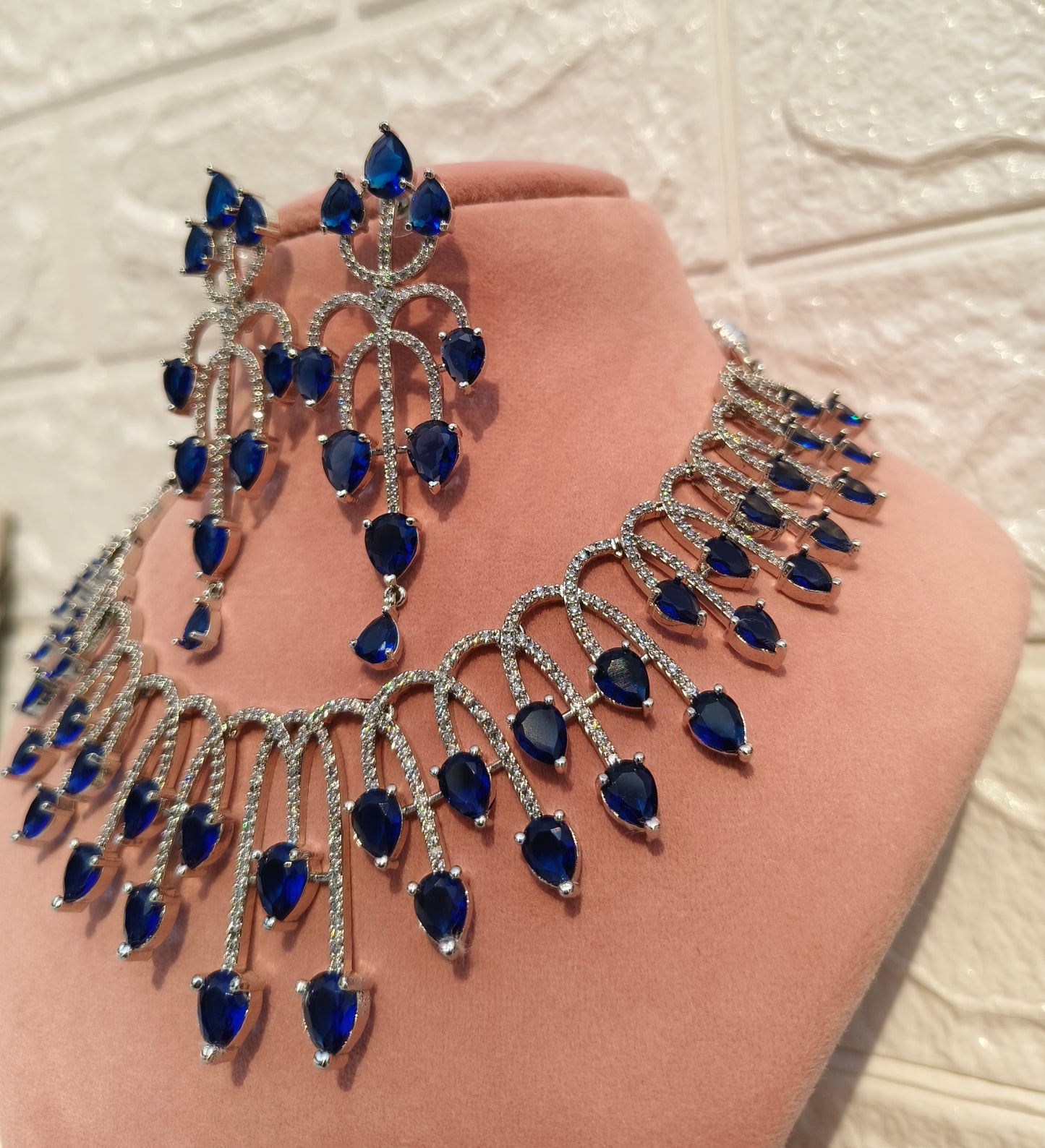 Blue Opal Zirconia Necklace set