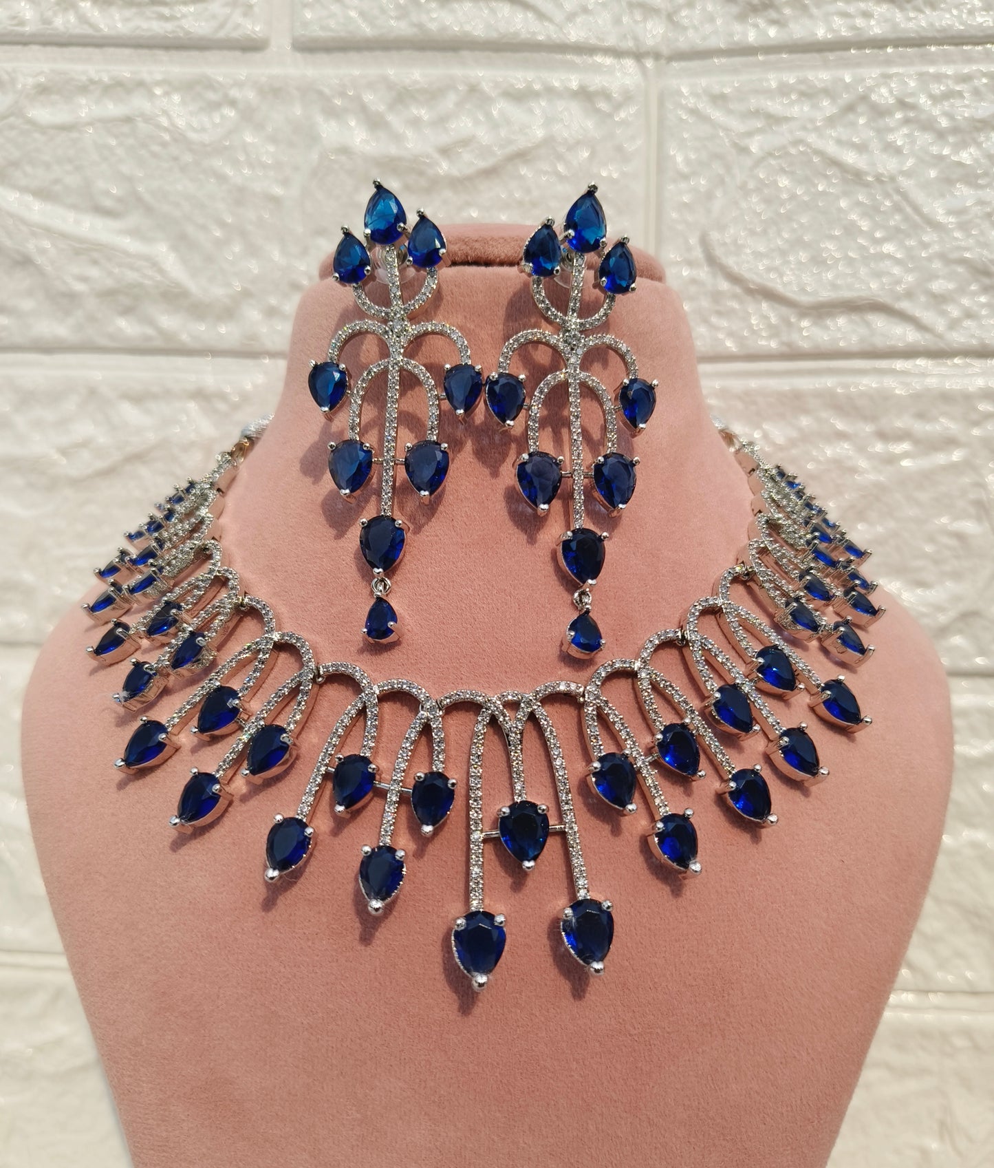 Blue Opal Zirconia Necklace set