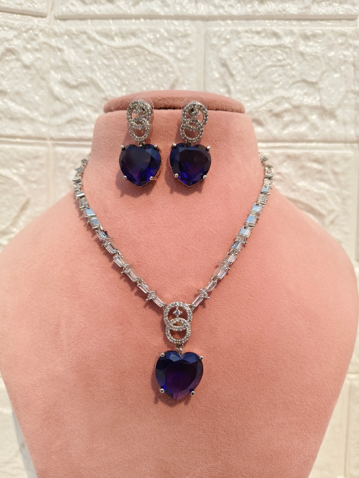 Purple Pyari Zirconia Necklace set