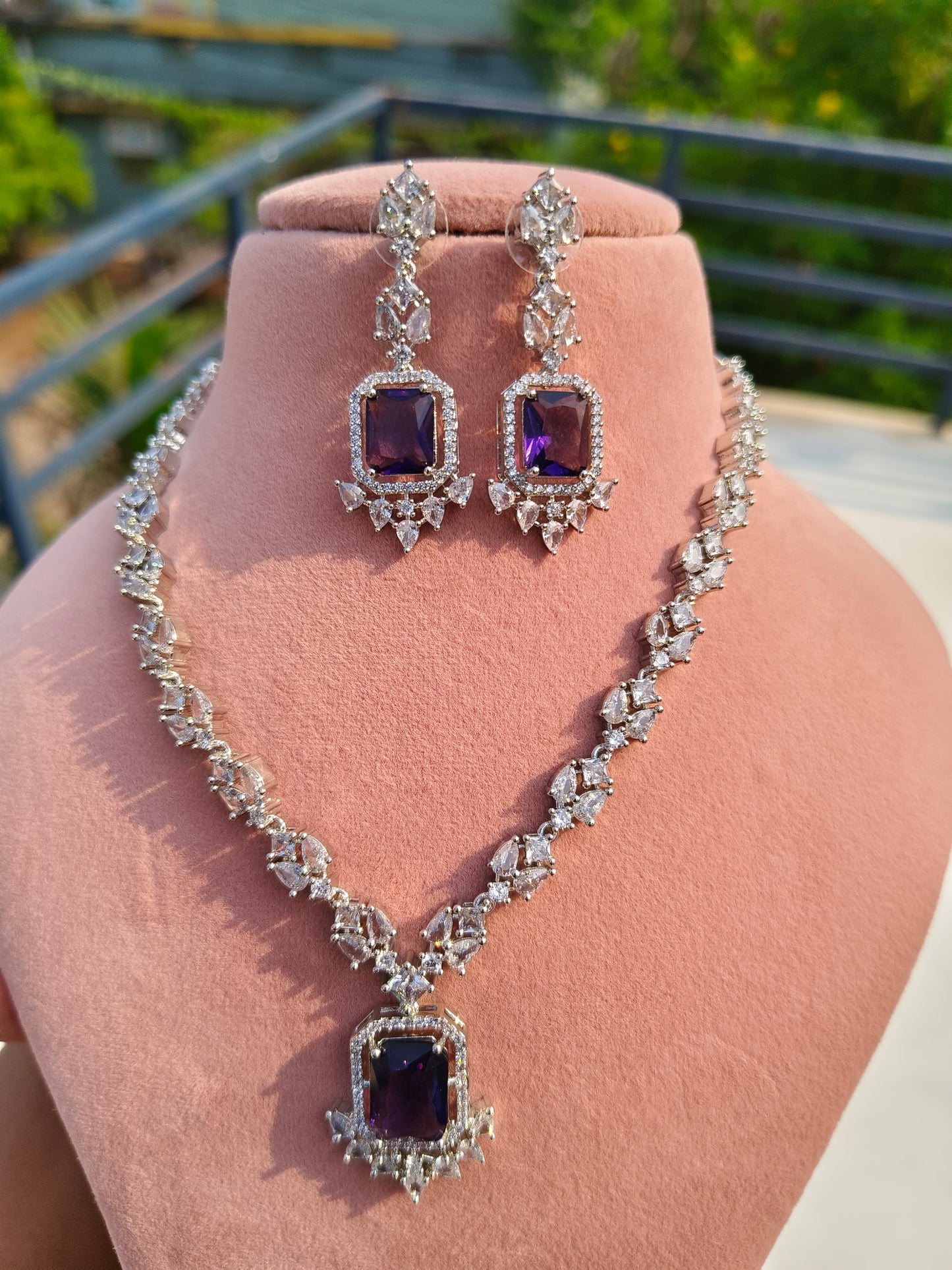 Purple Eli zirconia Necklace set