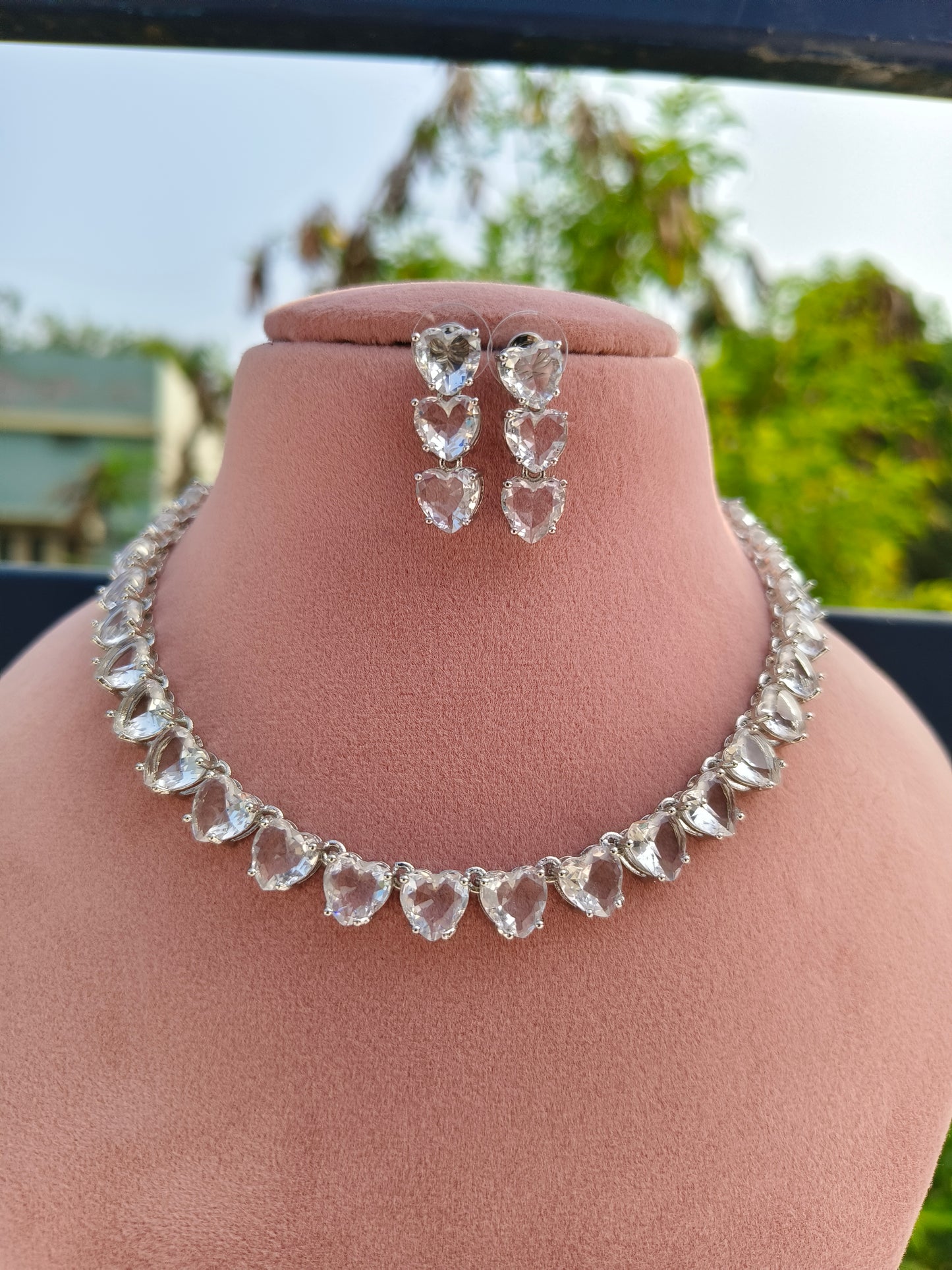 Silver Ira zirconia Necklace set