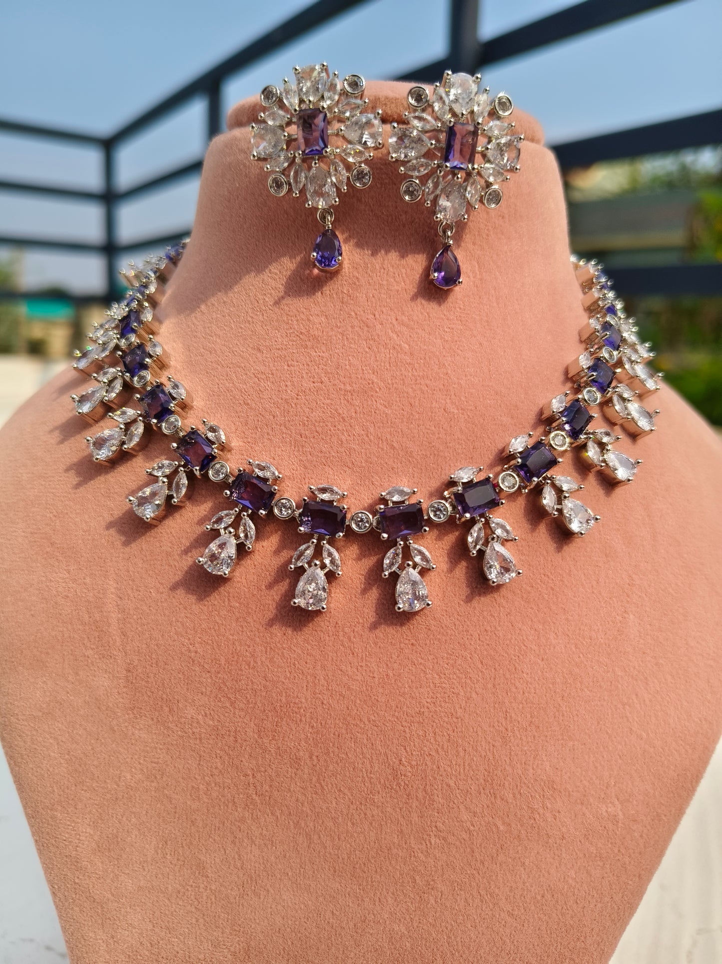 Purple Grape Glamour zirconia Necklace set