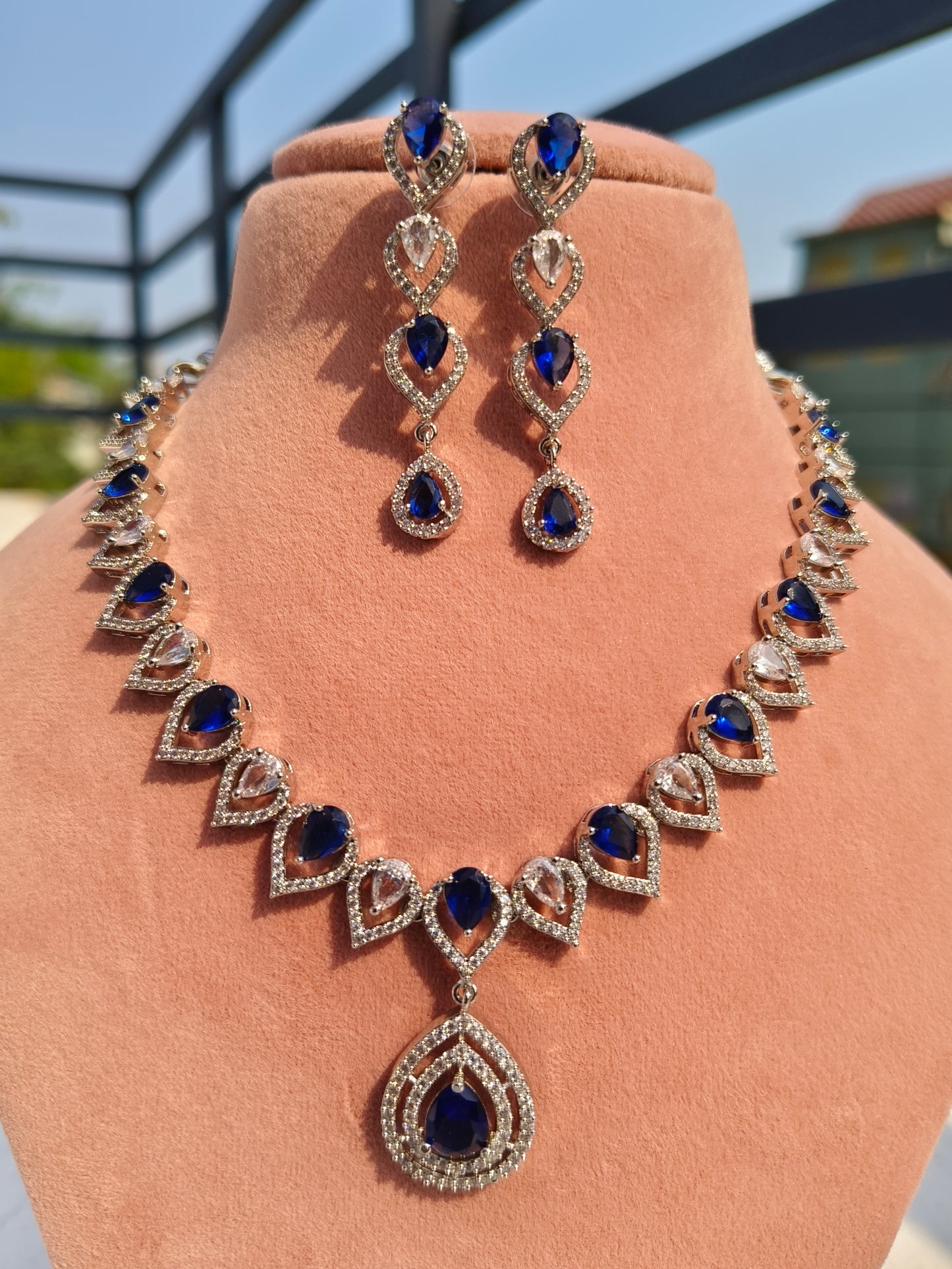 Blue Sefali zirconia Necklace Set