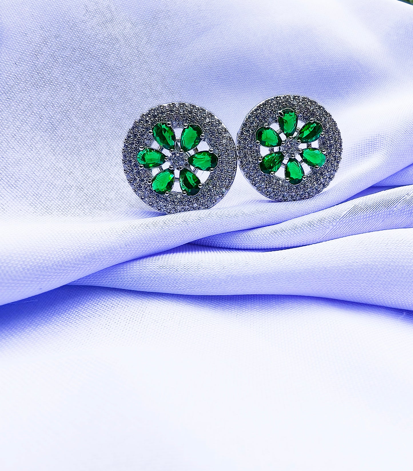 Shiny Emerald Green Zirconia Studs