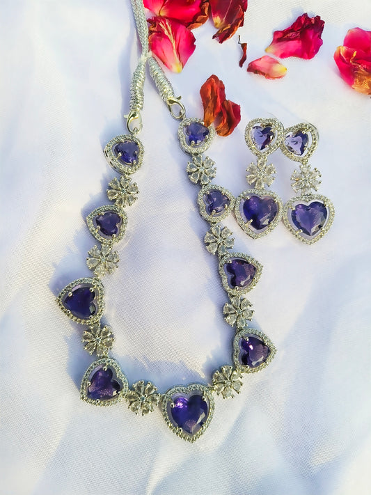 Glamour purple Zirconia Necklace set