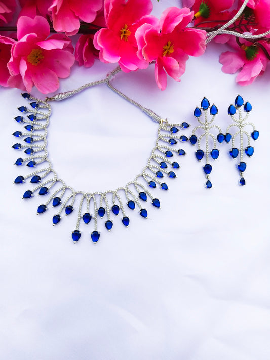 Blue Opal Zirconia Necklace set