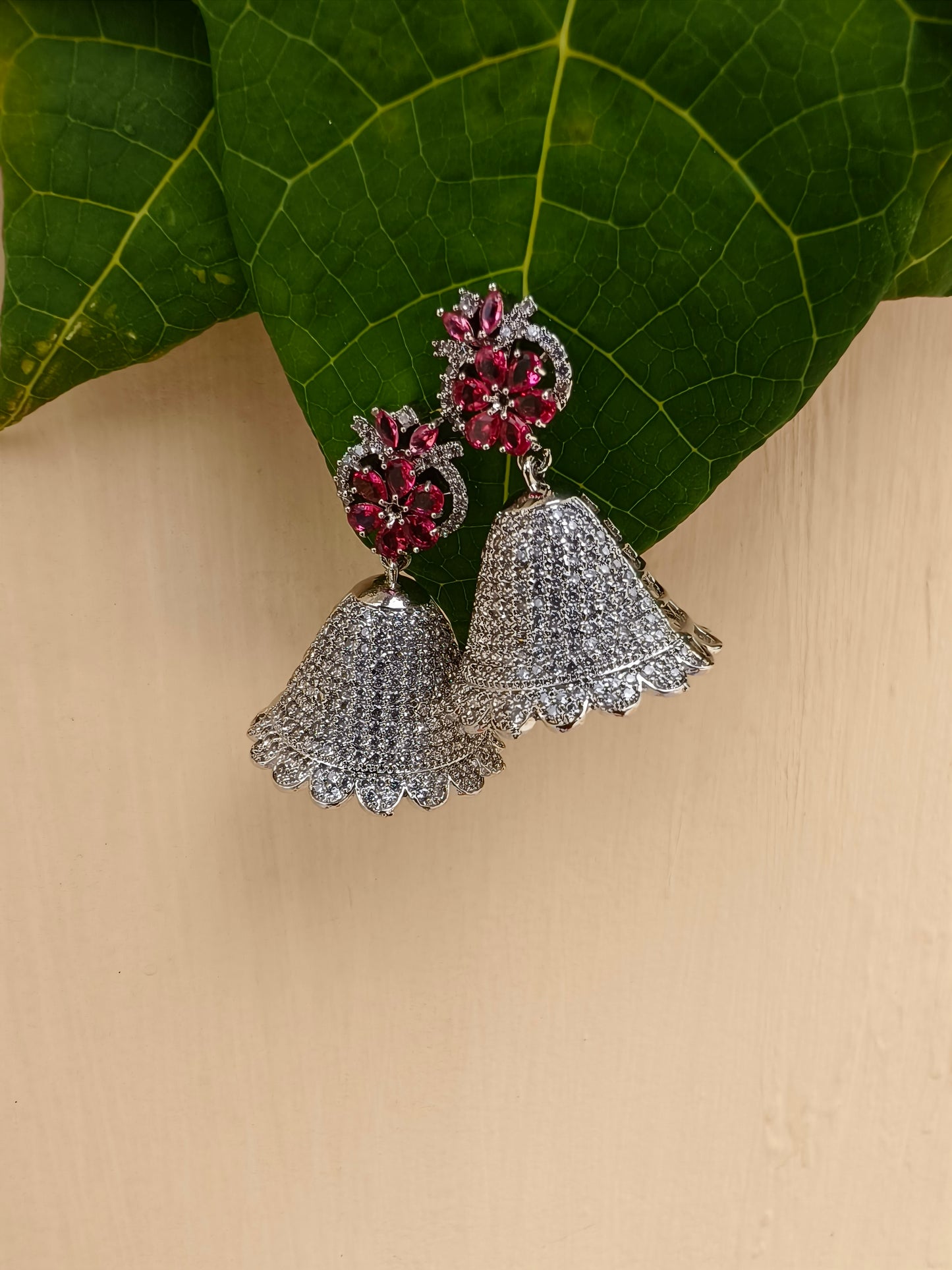 Silver Sparkle Jhumki Earing