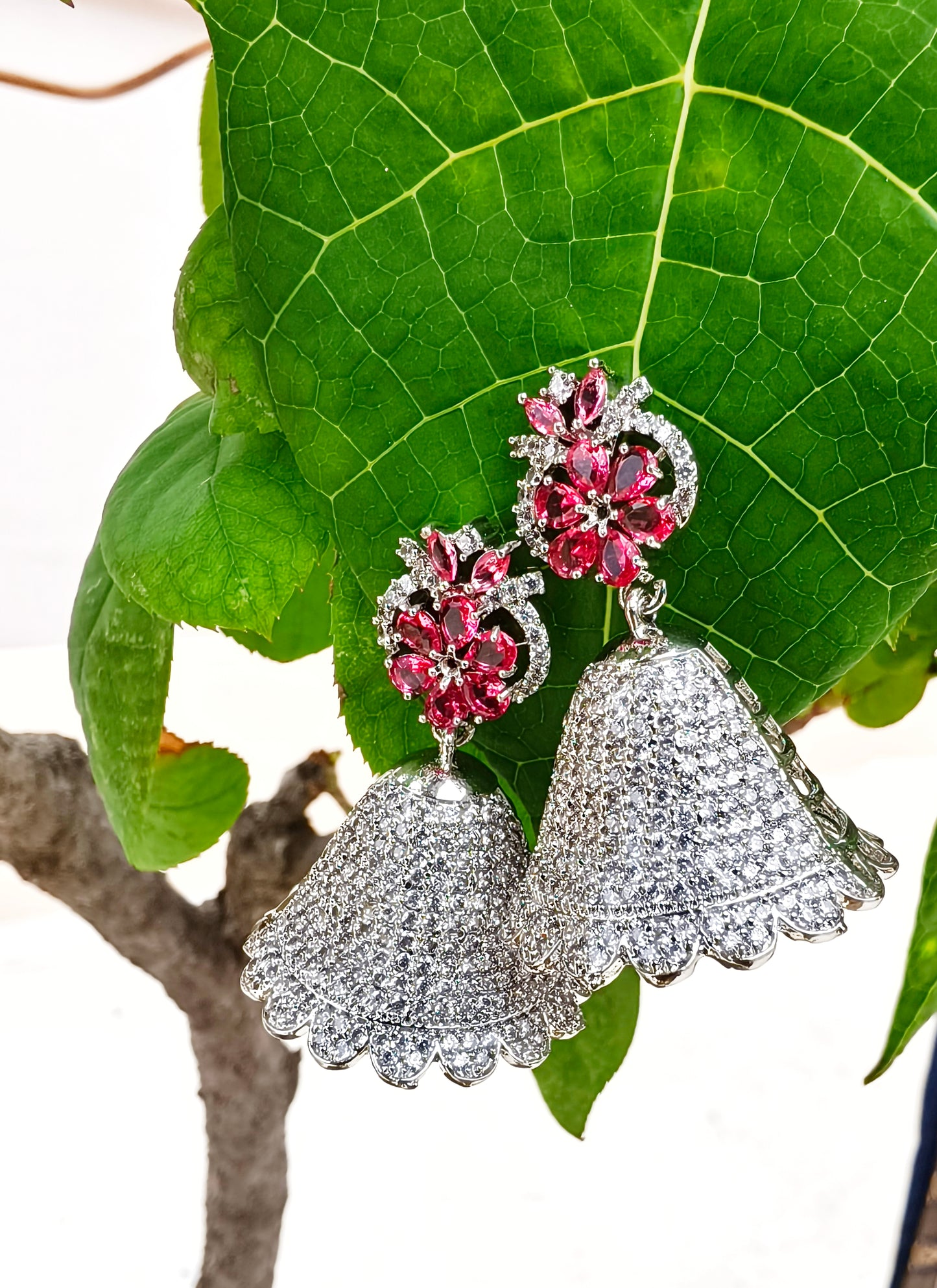 Silver Sparkle Jhumki Earing