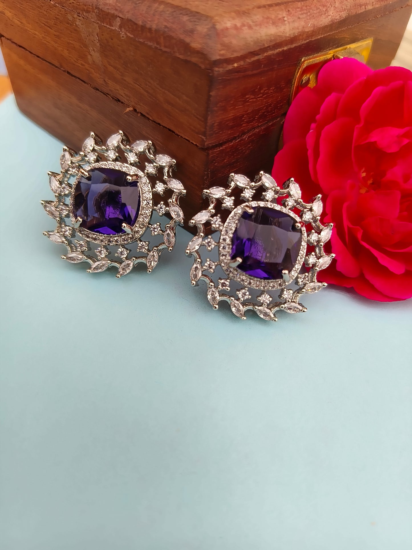 Radiant Purple Zirconia Studs