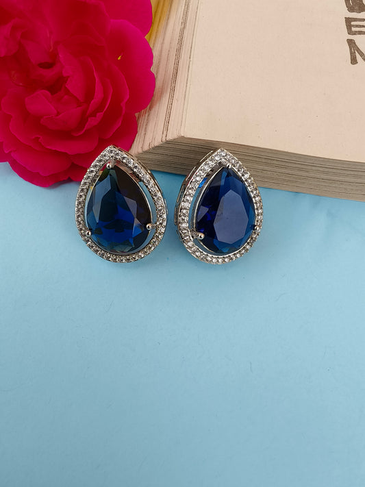 Blue Sparkling Zirconia Studs