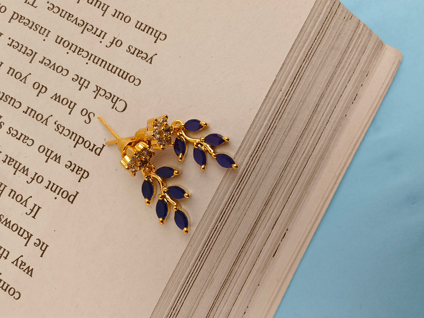 Blue little leaf Zirconia  Earing