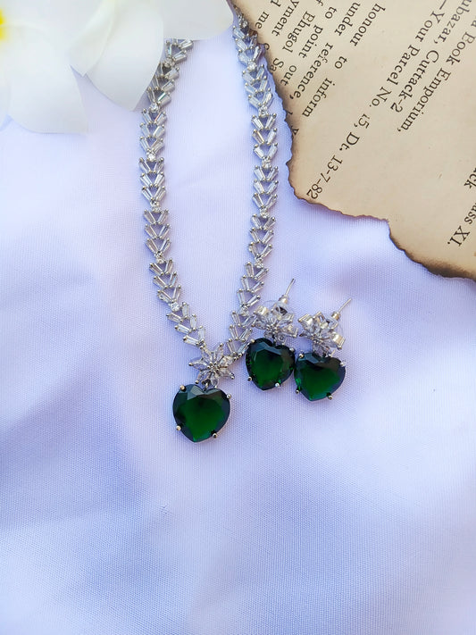 Green Heart Zirconia Necklace Set