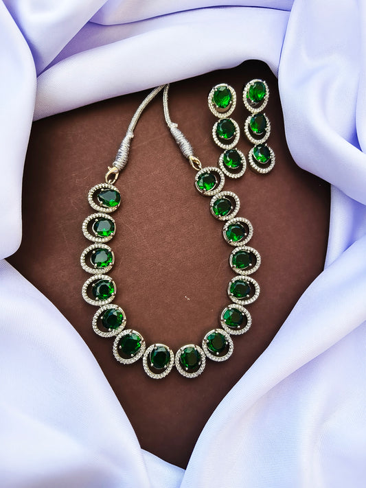 Green Shiny Zirconia  Necklace set