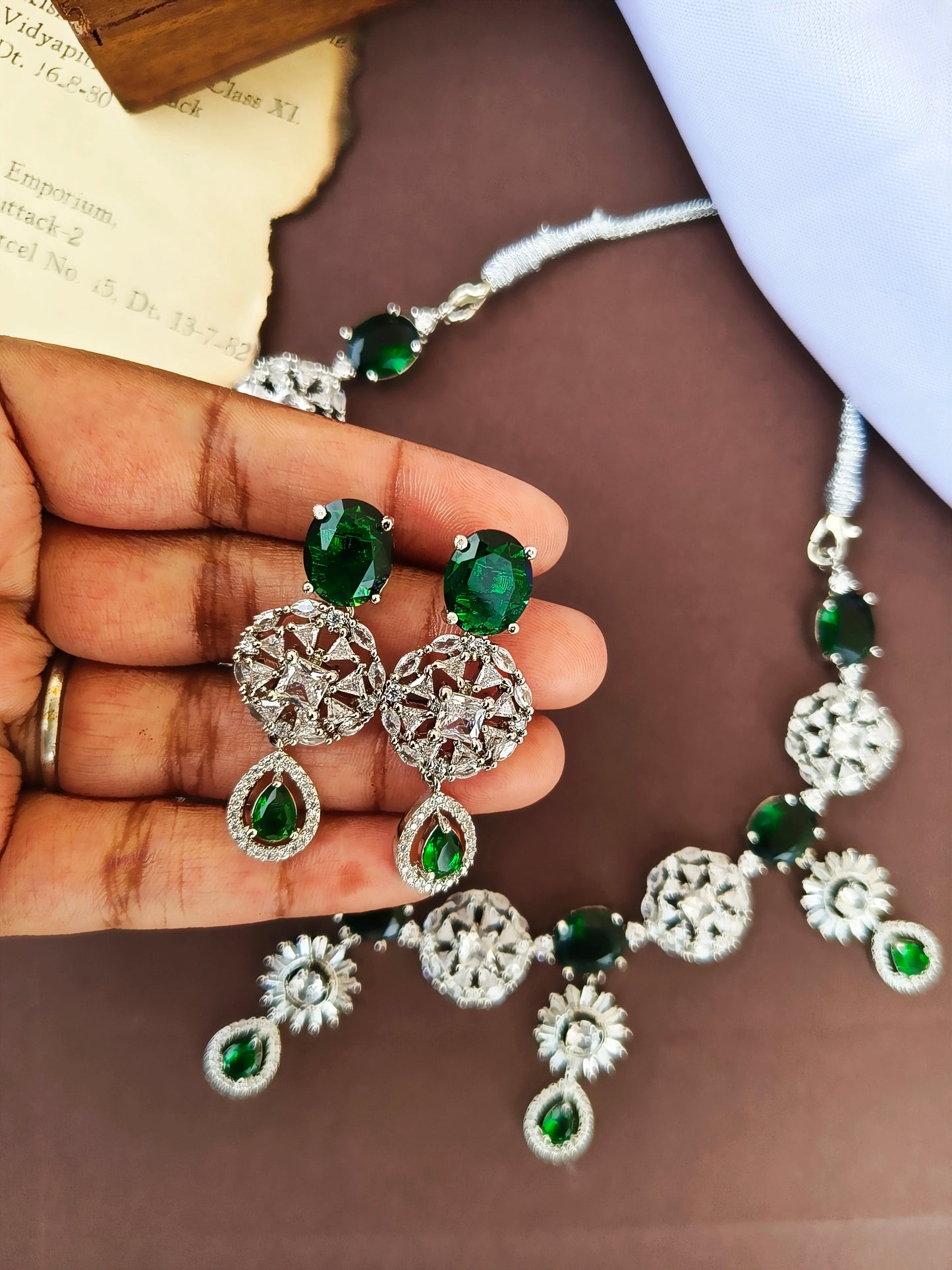 Green Sapphire Zirconia Necklace set