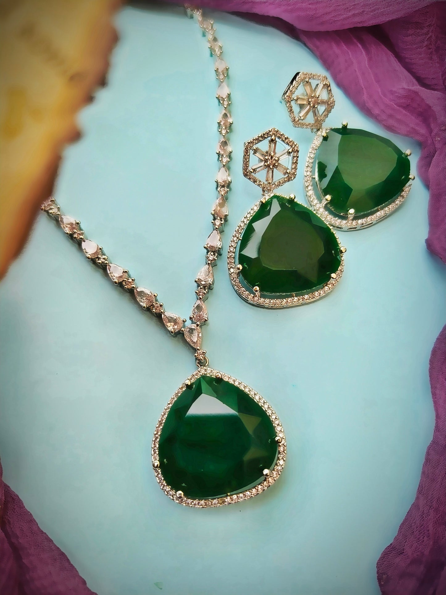 Green princess Zirconia Necklace set