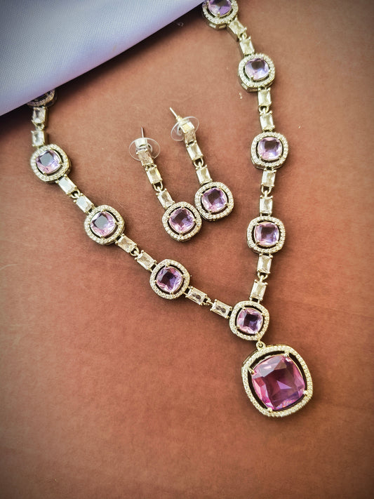 Lavender Queen Zirconia  Necklace set