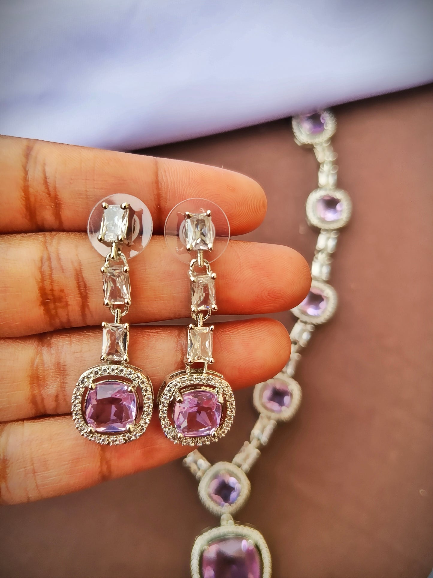 Lavender Queen Zirconia  Necklace set