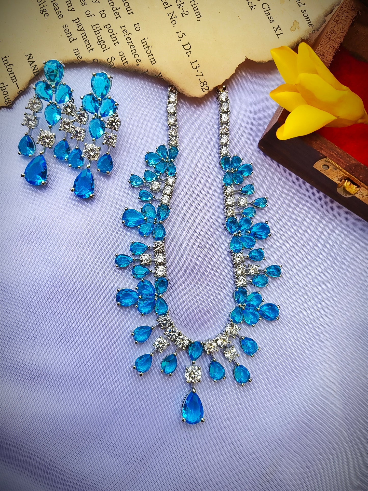 Sparkle Sky BlueZirconia Necklace set