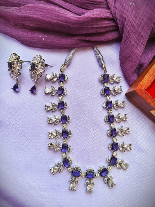 Purple Grape Glamour zirconia Necklace set