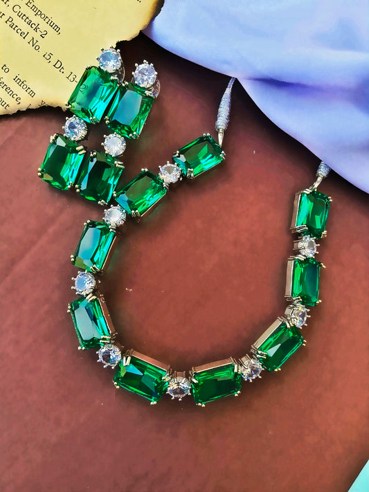 Green Glamorous Zirconia Necklace Set