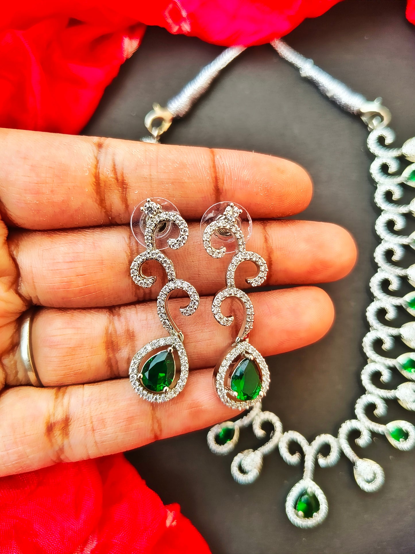 Green Lara zirconia Necklace Set