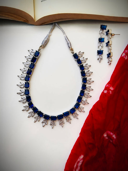 Blue sara Zirconia Necklace set