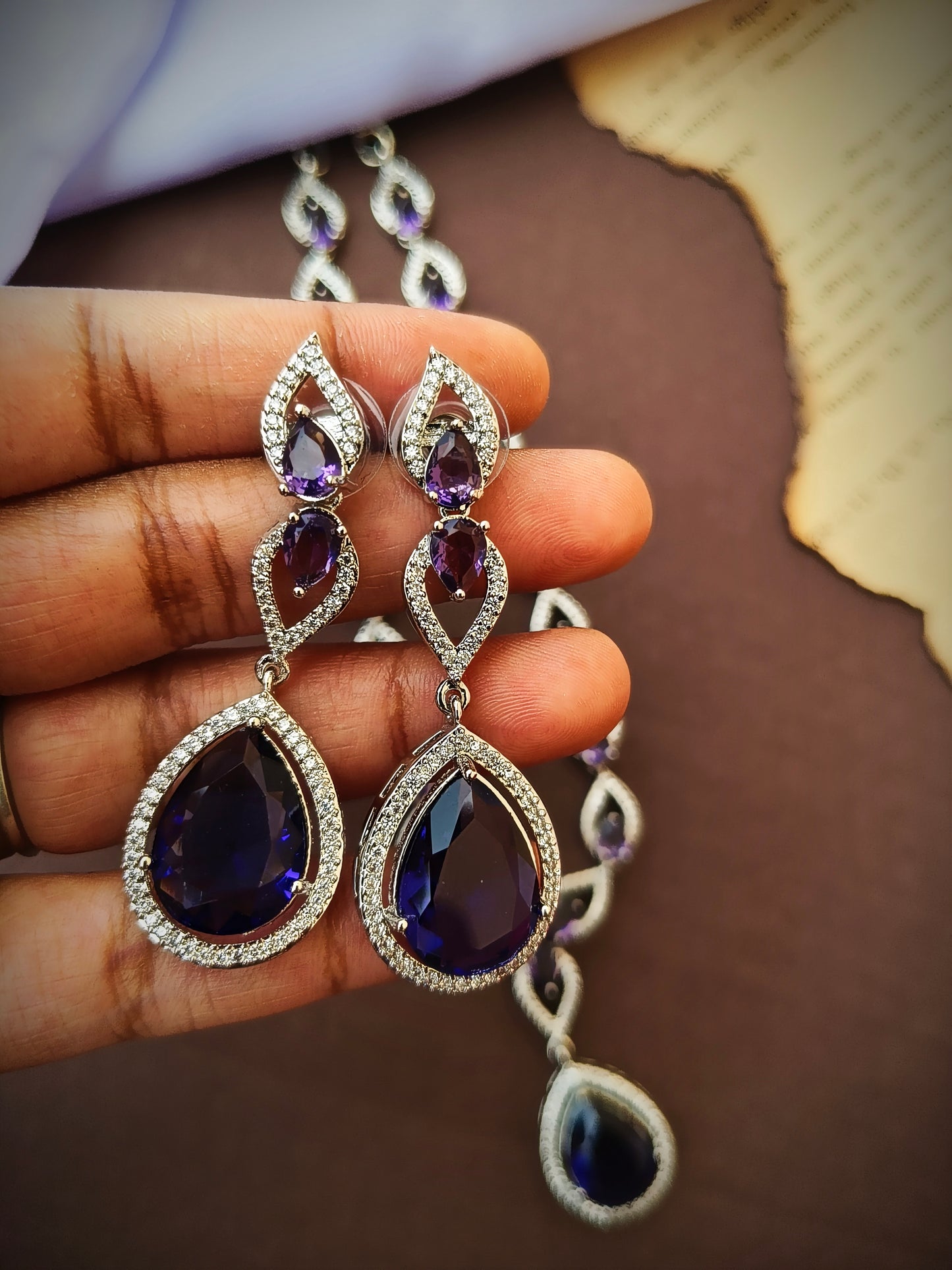 Royal Purple zirconia Necklace Set