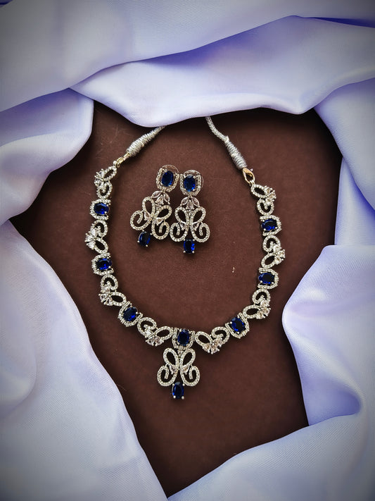 Blue Diamond Delight zirconia Necklace set