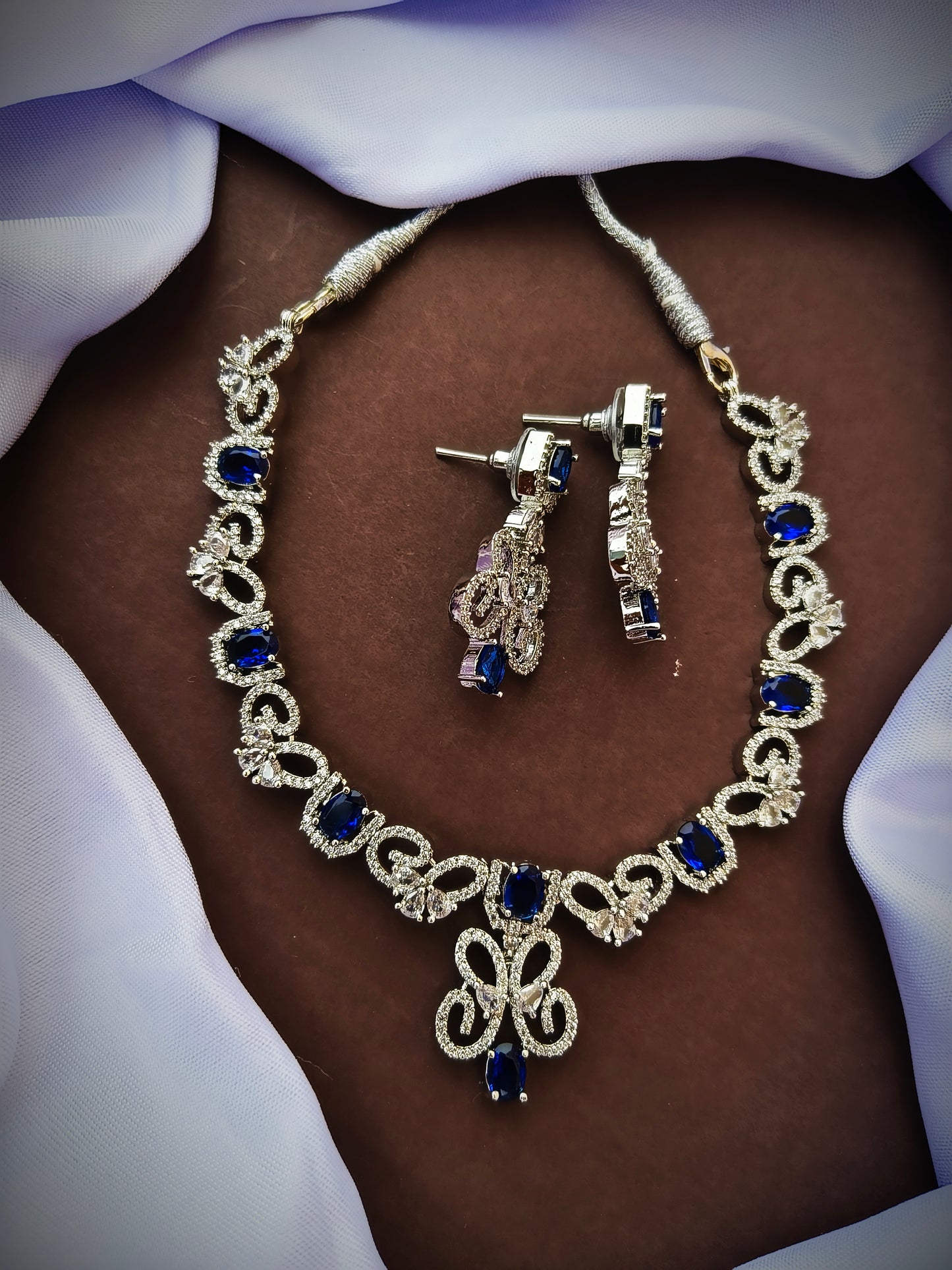 Blue Diamond Delight zirconia Necklace set