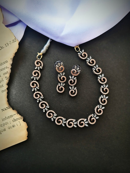 Black rose Zirconia Necklace set