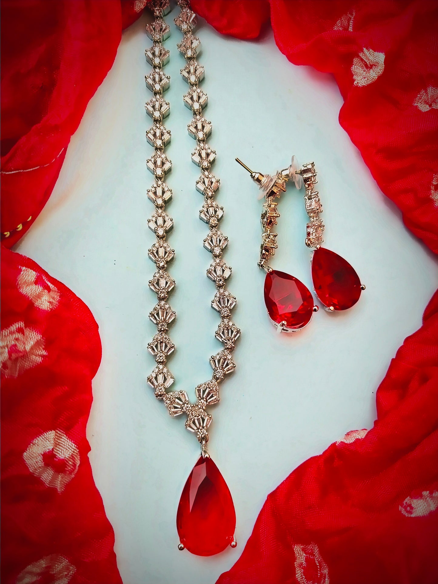 Royal Red Zirconia Necklace set