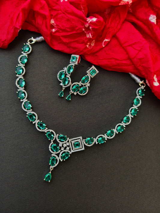 Ruhi Rama Green Zirconia Necklace Set