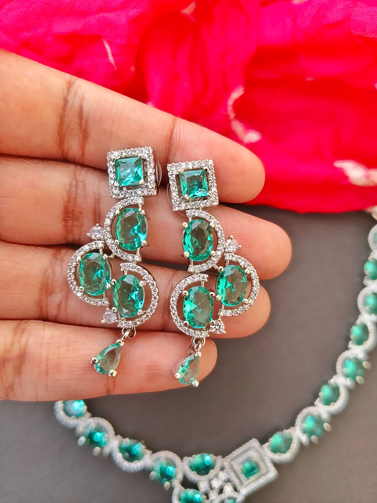 Ruhi Rama Green Zirconia Necklace Set