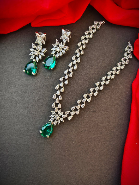 Green Drop Zirconia Necklace set