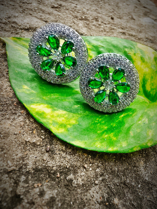 Shiny Emerald Green Zirconia Studs