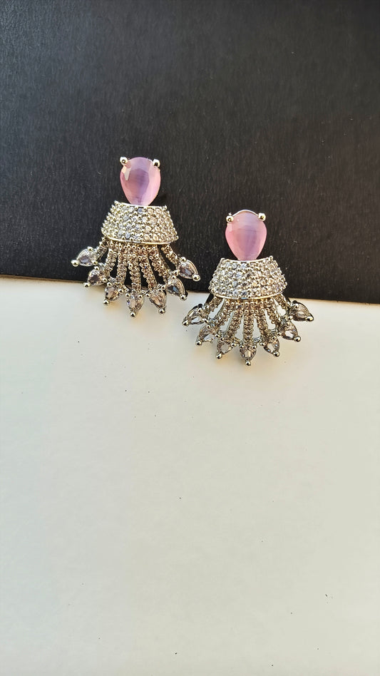 Pink floral Zirconia Studs