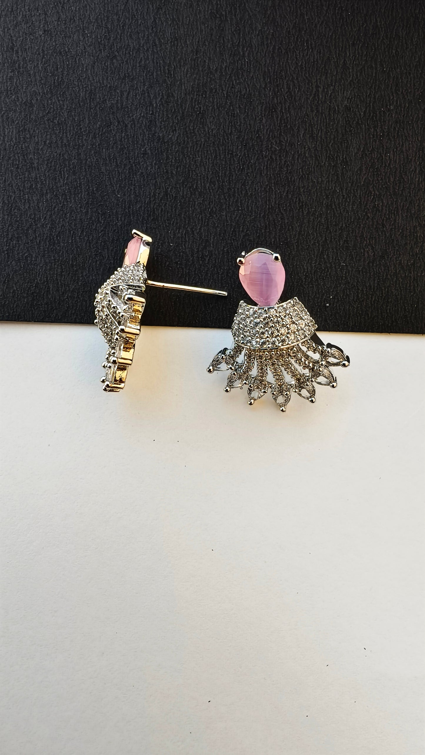 Pink floral Zirconia Studs