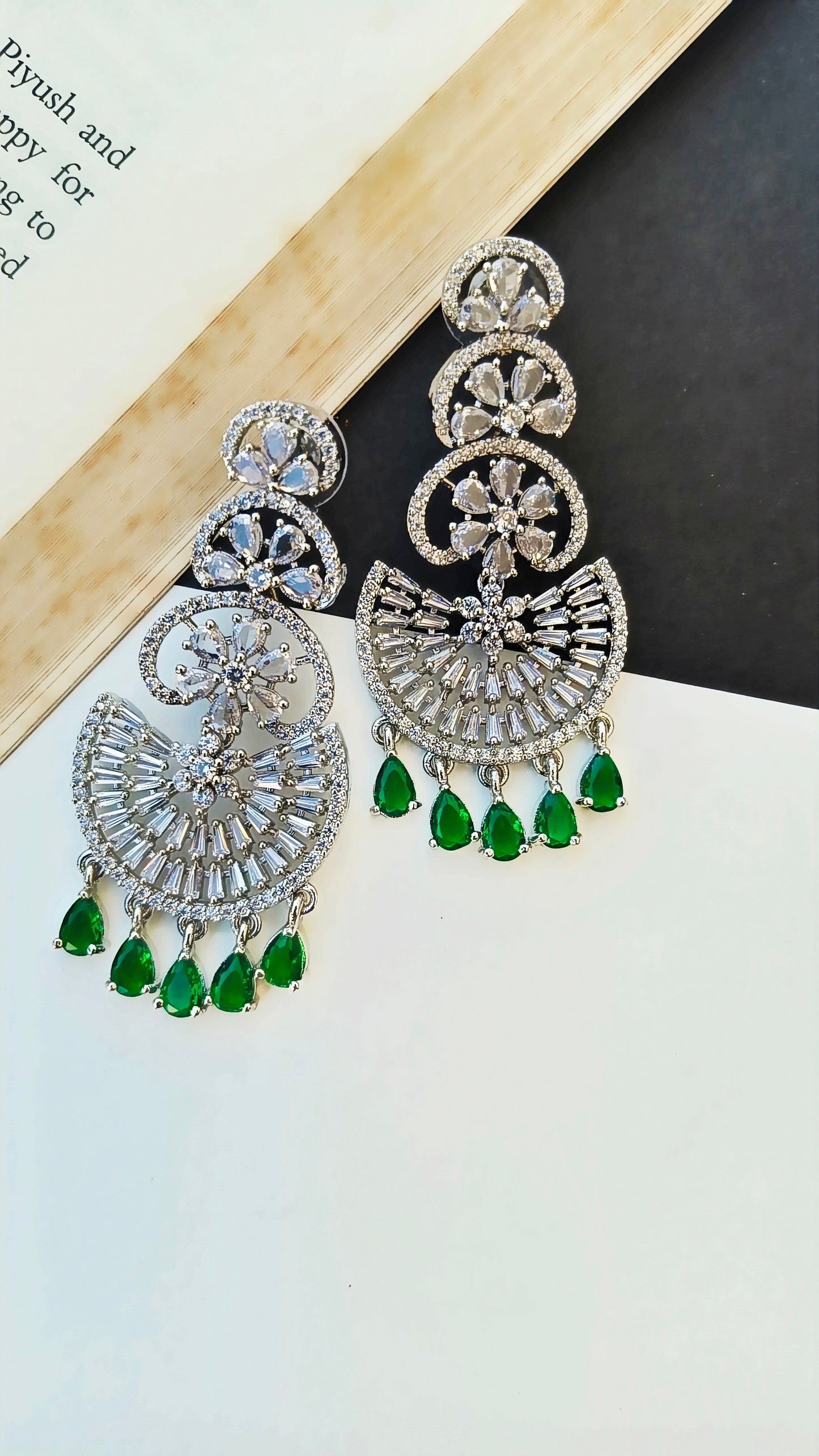 Green Neera Zirconia Chandbali