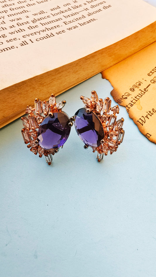 Purple rosy Zirconia studs