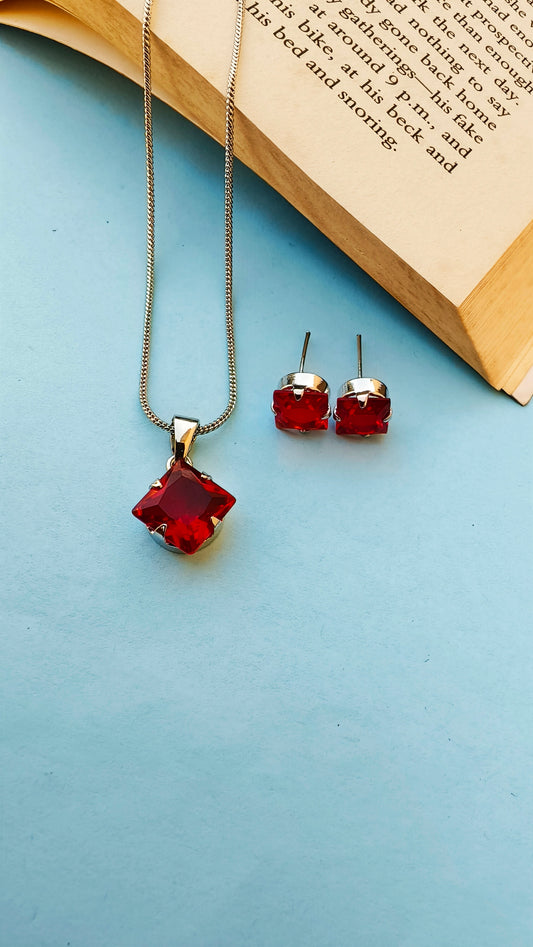 Red Rama Zirconia necklace set