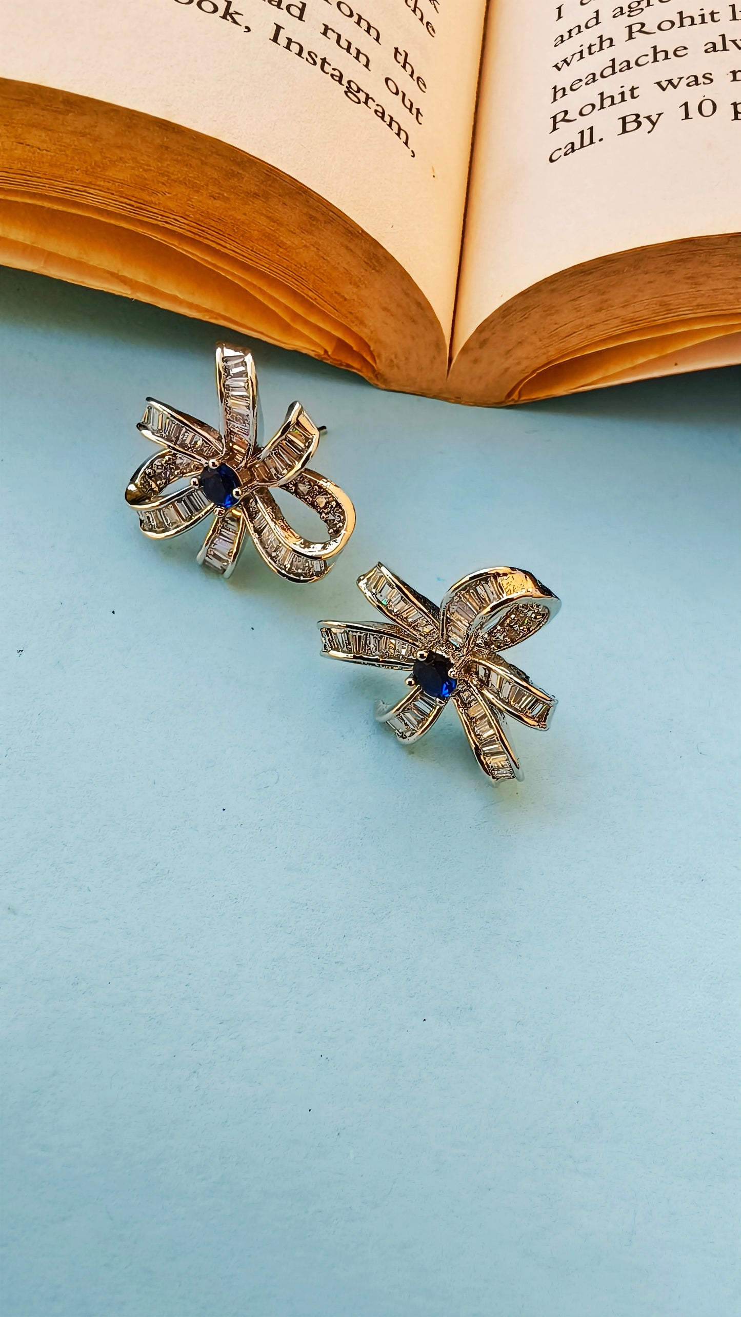 Baby Blue floral Zirconia studs