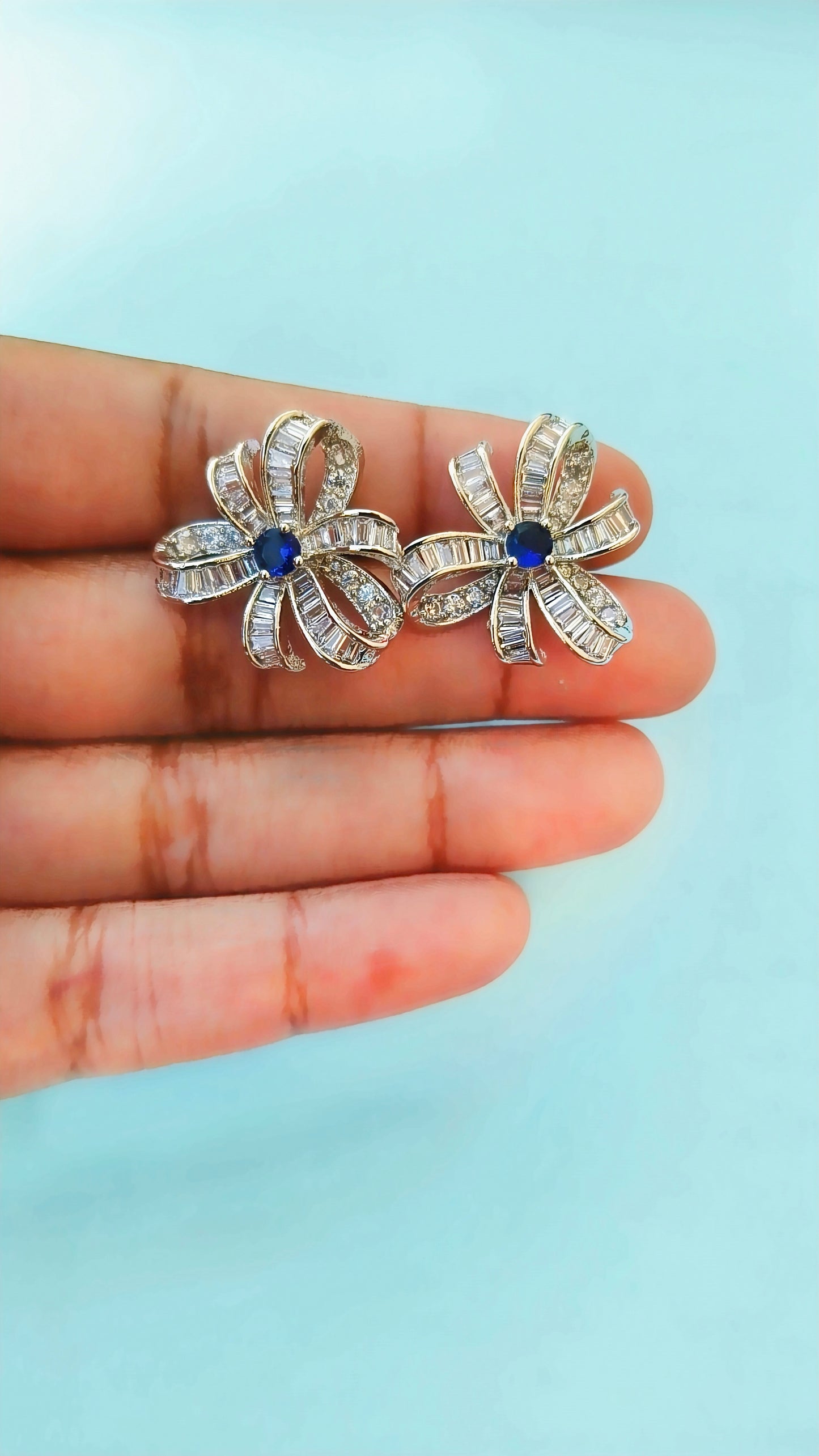 Baby Blue floral Zirconia studs