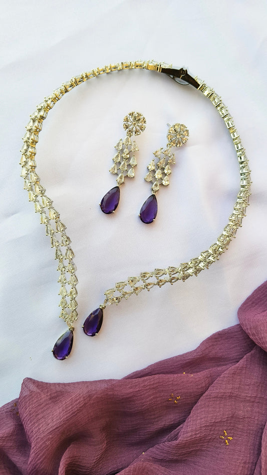 Purple Vena Zirconia Necklace set