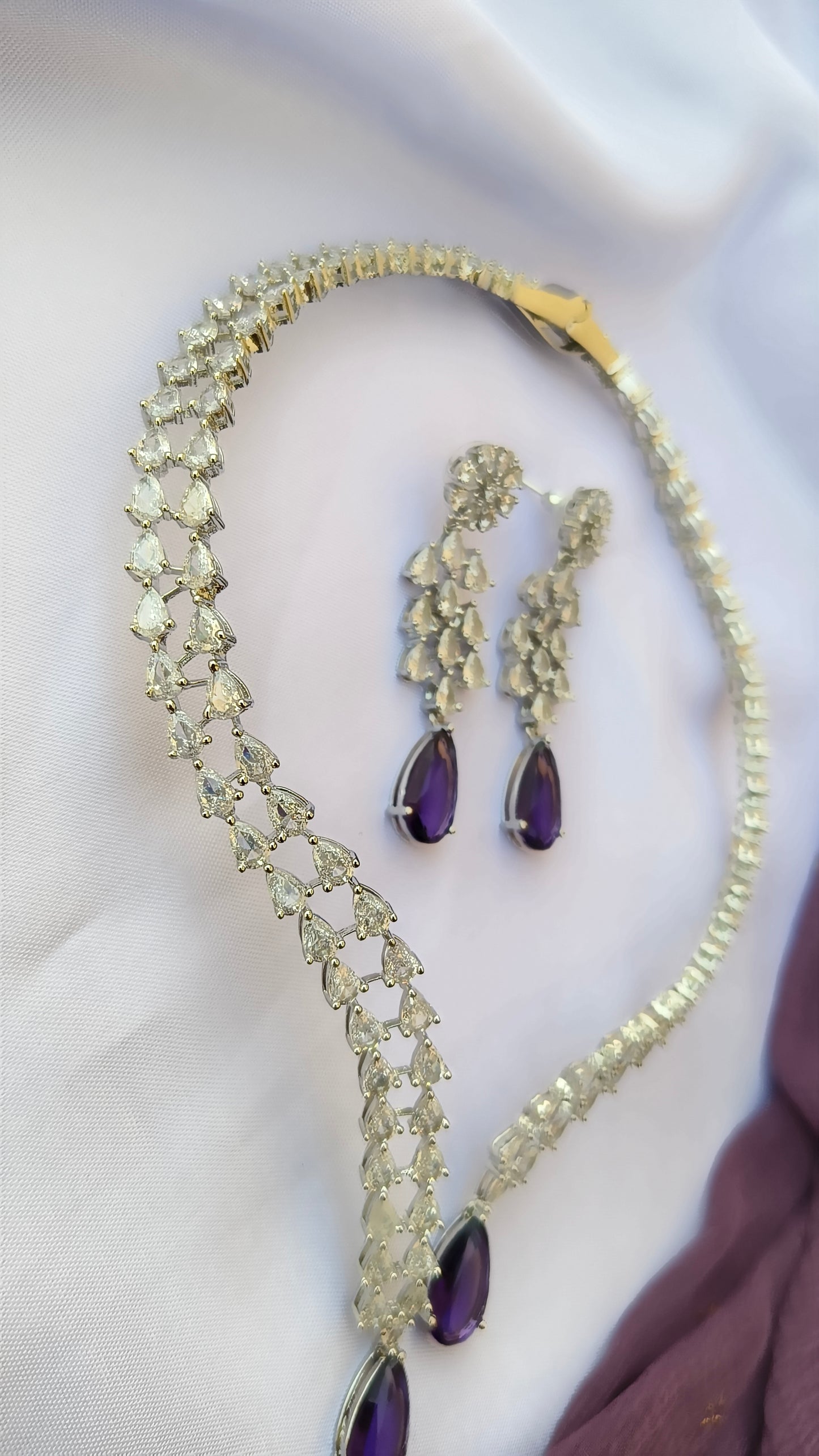 Purple Vena Zirconia Necklace set