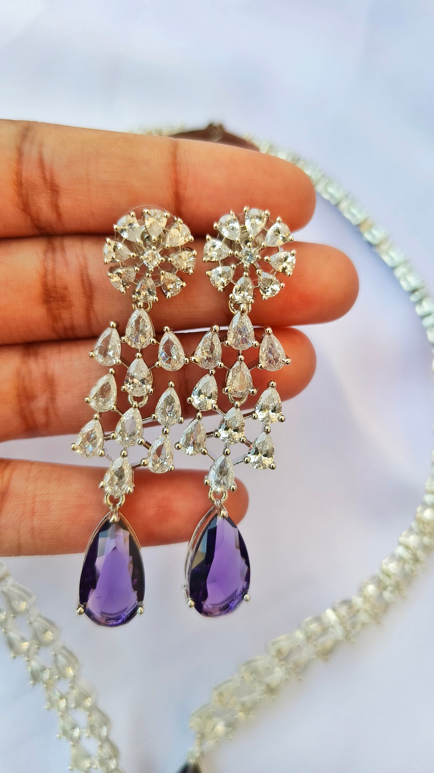 Purple Vena Zirconia Necklace set