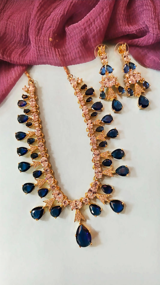 Blue Monalisha Zirconia Necklace set