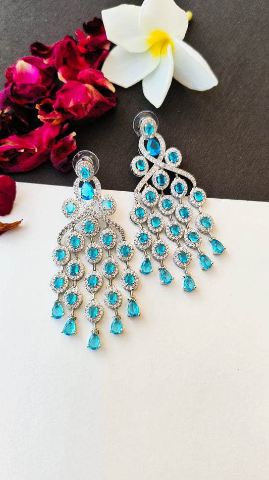 Aqua Blue Meera Zirconia Dangler