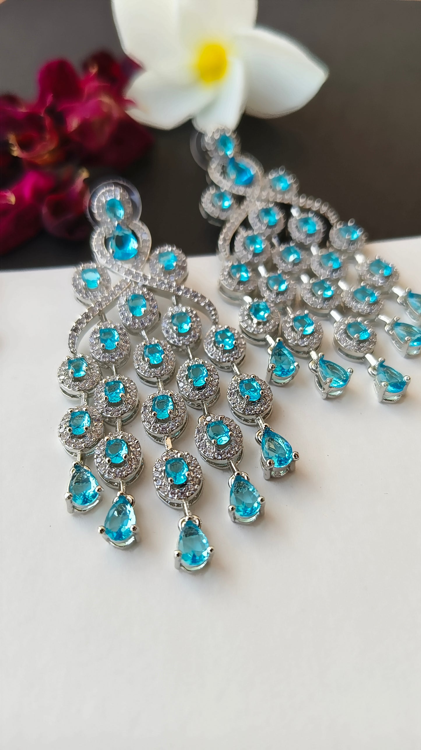 Aqua Blue Meera Zirconia Dangler