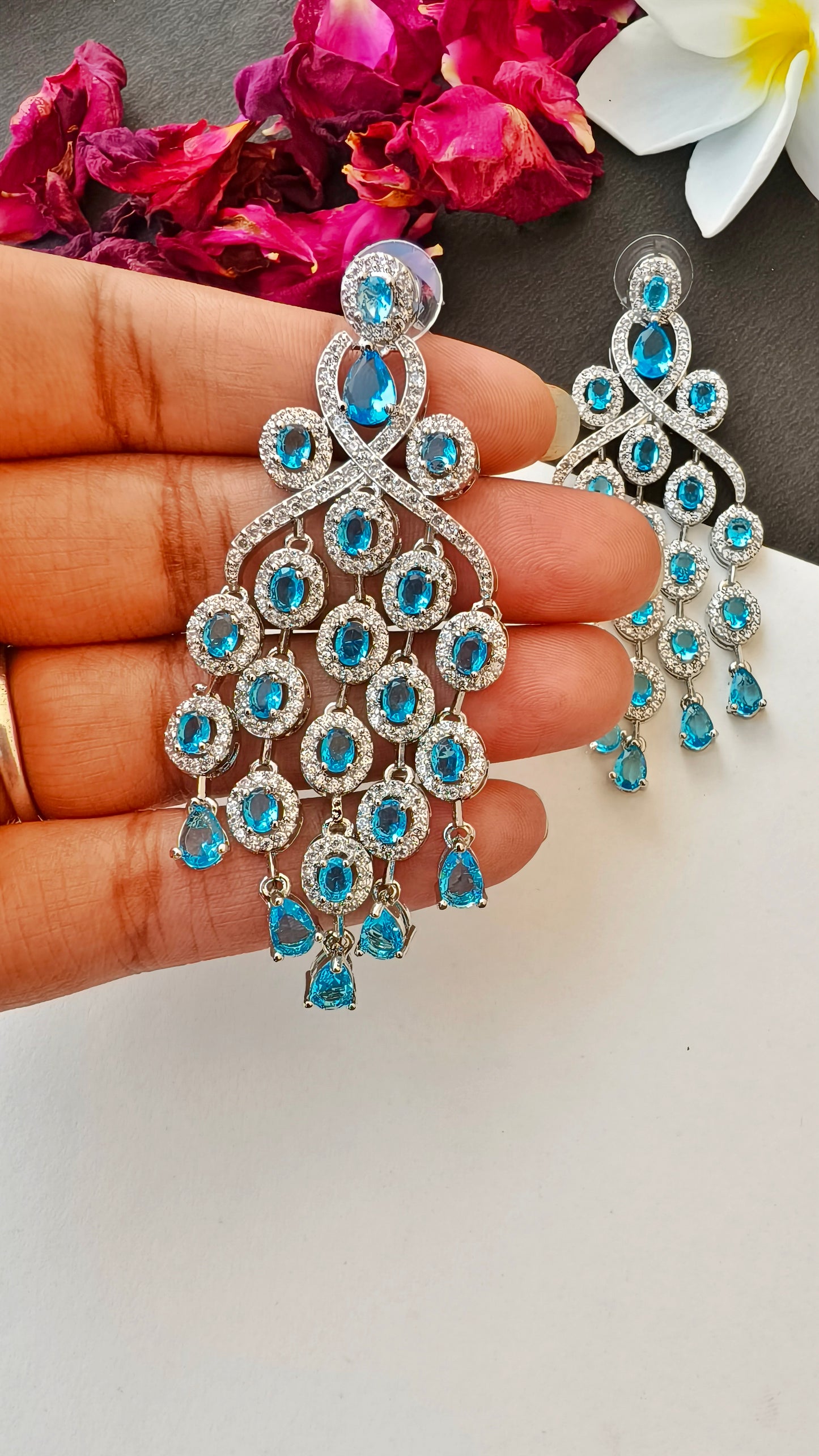 Aqua Blue Meera Zirconia Dangler